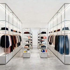 Armoire <span class=keywords><strong>de</strong></span> présentation <span class=keywords><strong>de</strong></span> vêtements en bois MDF, présentoir <span class=keywords><strong>de</strong></span> magasin <span class=keywords><strong>de</strong></span> détail, présentoir <span class=keywords><strong>de</strong></span> magasin <span class=keywords><strong>de</strong></span> vêtements, étagère <span class=keywords><strong>de</strong></span> présentation <span class=keywords><strong>de</strong></span> vêtements - Product Image 1