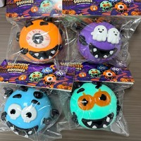 Jouet anti-stress Halloween Squishy Visage de Chien Changeant, Balle à Rebond Lent pour Soulager le Stress