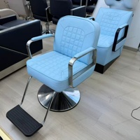 Station de coiffure tout-en-un personnalisée avec fauteuil de lavage, fauteuil de barbier, bac en céramique et lit de lavage pour soins capillaires
