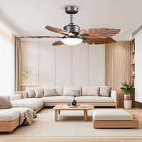 Ventilateur de plafond de style européen moderne, lustre LED, 5 pales, 6 vitesses, télécommande, finition bois, faible bruit, DC, salon