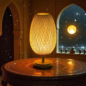 <b>Bamboo</b> <b>Table</b> <b>Lamp</b> Handwoven Minimalist Zen Bedside Light Home Decor Lighting OEM Supplier Vietnam Factory - Product Image 5