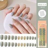 Vente en gros de faux ongles artificiels de haute qualité, 24 pièces, en ABS, faux ongles de luxe pré-dessinés, ongles en amande courts moyens à presser