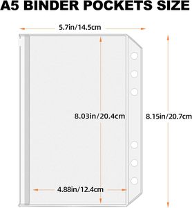 ซองใส่เอกสาร A5 แบบมีซิป 12 ชิ้น 6 รู สำหรับใส่เงินสด ซองใสกันน้ำ PVC สำหรับใส่เอกสาร - Product Image 2