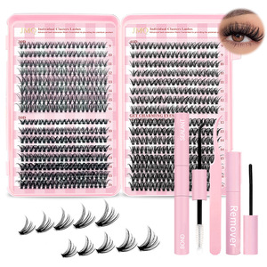 JMQ Individual Clusters Lashes 30D 40D 50D D-Curl Synthetic False Eyelashes <b>DIY</b> <b>Kit</b> with Bond Remover and Applicator - Product Image 1