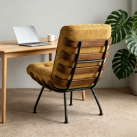 Fauteuil d'appoint en velours rétro de luxe léger, sans accoudoirs, avec cadre en bois courbé, chaise de détente individuelle – Vente en gros usine