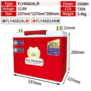 Bateria de lítio para iniciante de carro, bateria automotiva lifepo4 46b24 com ciclo profundo 720cca 12v bateria de iniciante de carro de lítio