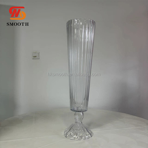 SMOOTH Wholesale Wedding Table Centerpieces Cheap Colored Tall Ribbed Glass <b>Vase</b> for Flower Arrangements - Product Image 4