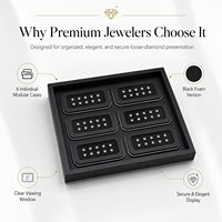Boîte de présentation carrée en cuir PU de haute qualité pour pierres précieuses, plateau à bijoux pour diamants en vrac, design moderne, portable, fermeture à bouton, cadeau