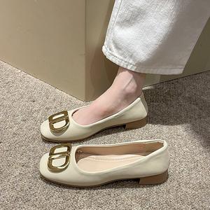 New Wholesale Square Toe Elegant <b>Work</b> Leisure Outdoor Flat Single <b>Shoes</b> Soft Upper Metal Buckle Women <b>Shoes</b> 3cm Heel Pumps - Product Image 2