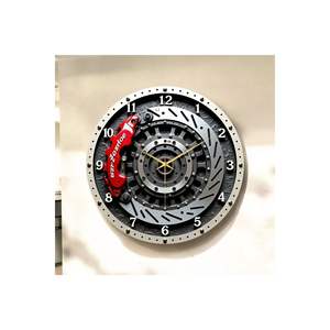 Horloge murale ronde classique à disque de frein, motif imprimé coloré, numérotée, silencieuse, cadeau pour réparateur automobile, en bois, 45x45cm - Product Image 3