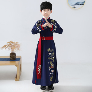 ชุดฮั่นฝูเด็กผู้ชาย ขายส่งราคาถูก เสื้อผ้าเด็กแบบจีนดั้งเดิม สไตล์เรียบง่าย สีเขียว สำหรับเด็กผู้ชาย - Product Image 4