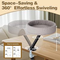 360 °   Lit pour chat pivotant pour bureau, perchoir flottant robuste avec support solide, nid rond extra-large pour chats d'intérieur