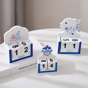 Ornement de calendrier en bois de style méditerranéen, petit design de gouvernant, décoration de bureau, accessoire de gestion du temps - Product Image 2