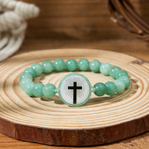 NFC Daily Bible Verse Cross Pulseras Hombres Mujeres Nuevos regalos religiosos Código QR personalizado Bible Verse Chip Gemstone Cross Pulseras - Product Image 3