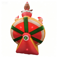 Grande Roue de Noël Gonflable Rotative Norco 7 pieds, Décoration en Polyester Imperméable, Père Noël/Guinguinette