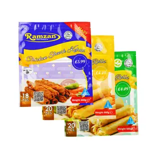 20s Frozen Spring Rolls / Samosas Packaging Bag With Hanging Handle & Clear Window frozen bag