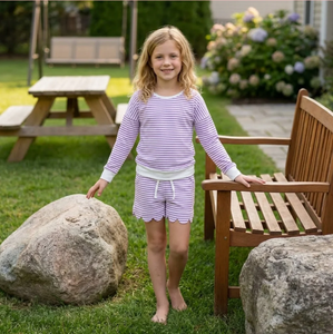 Ensemble haut rayé sans manches et short à volants pour filles, vêtements décontractés écologiques et confortables pour enfants - Product Image 3