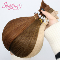Extensions de cheveux lisses et soyeux en gros, cheveux vierges Remy sans trame, extensions de cheveux humains en vrac à double trame, sans trame machine