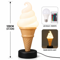 Grande sculpture de crème glacée de 95 cm Modèle de nourriture artificielle Canne à bonbon géante Statue de canne à glace à vendre avec lumière LED