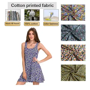Tela estampada de algodón puro adecuada para ropa de mujer 150 metros MOQ en stock tela de algodón Tana Lawn popelina de algodón