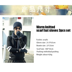 Vendite calde uomo <span class=keywords><strong>e</strong></span> <span class=keywords><strong>donna</strong></span> autunno inverno lavorato a maglia spessa tenere caldo <span class=keywords><strong>sciarpa</strong></span> <span class=keywords><strong>guanti</strong></span> 3 pezzi Set da esterno Casual <span class=keywords><strong>sciarpa</strong></span> cappello Set <span class=keywords><strong>guanti</strong></span> - Product Image 4