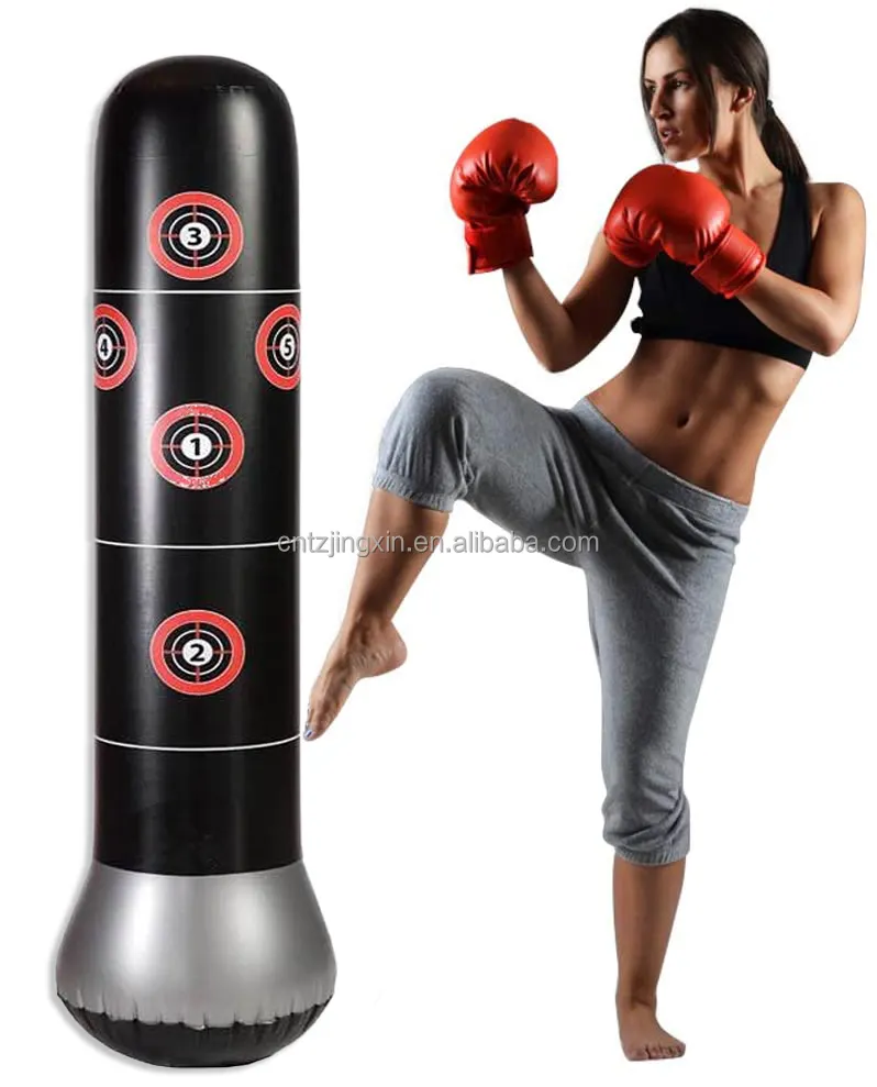 0.32mm PVC Outdoor inflatable free standing punching bag with foot air pump