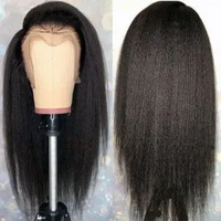 Perruques frontales sans colle en dentelle HD transparente, cheveux humains vierges indiens bruts, cuticules alignées, texture Kinky Yaki Lisse, pour femmes noires