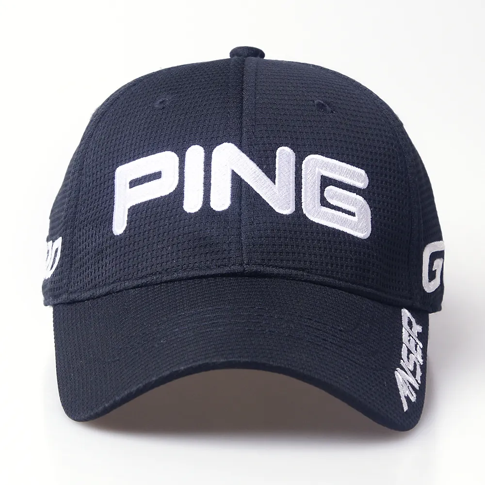 Customized Performance 6 Panel Embroidery Black Golf Hats Men Baseball Fitted Caps With Logo