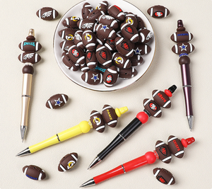 Novedad, Cuentas de Silicona con Diseño de la Liga de Fútbol Americano en 3D, Cuentas Deportivas para Pulseras, Dijes al por Mayor para Bolígrafos - Product Image 1