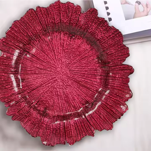 Wholesale Wedding Decorations <b>Charger</b> <b>Plates</b> Luxury <b>Gold</b> Reef Glass <b>Charger</b> <b>Plates</b> Dinnerware Sets for Wedding - Product Image 3