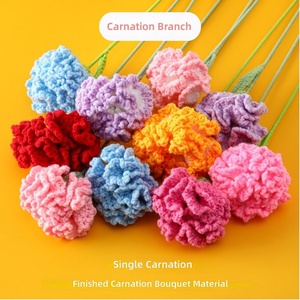 ของขวัญวันแม่และวันครู ดอกคาร์เนชั่นถักไหมพรมทำมือ สีพื้น/ไล่เฉดสี สำหรับผู้สูงอายุ ตกแต่งบ้าน - Product Image 1