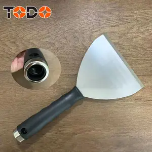 TODO Stiff Long Handle Curved Blade Stainless Steel Scraper With Screw Ending