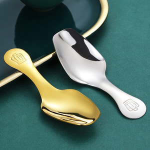 Cuillère à thé carrée en acier inoxydable 304, cuillère à dessert à manche court, cuillère à glace, ustensile créatif pour le thé à usage domestique - Product Image 1
