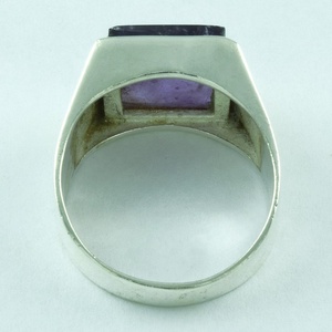 Anillo de bodas clásico con piedras preciosas de amatista púrpura cuadrada, ajuste de bisel de Plata de Ley 925, proveedor mayorista - Product Image 4