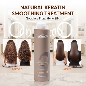 Kit de réparation capillaire à la kératine Maxcare Professional, traitement lissant à la kératine brésilienne longue durée pour <span class=keywords><strong>cheveux</strong></span> abîmés et crépus - Product Image 1