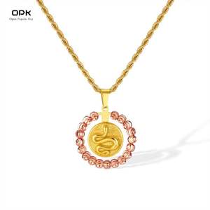 Collar de Cadena de Eslabones de Acero Inoxidable Chapado en Oro con Patrón de Serpiente Retro para Mujer, Collar Geométrico Moderno para Regalo - Product Image 1