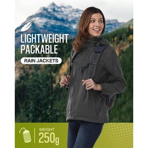 Chaqueta Impermeable para Mujer, 33,000ft, Ligera, Plegable, con Capucha, Transpirable, Sin Forro, para Senderismo - Product Image 2