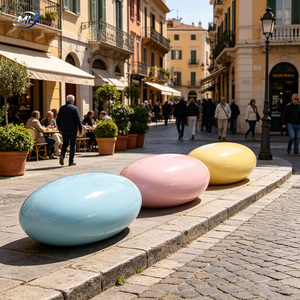 Banco Moderno de Fibra de Vidrio con Diseño de Guijarros, Silla de Espera para Exteriores, Asiento Escultural Resistente para Jardín, Patio, Parque, Centro Comercial - Product Image 3