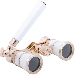 3X25 Custom Antique Theatre Binoculars Lady Gift Metal Lorgnette Folding Opera Glasses