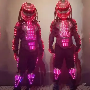 Pakaian LED Dj Pesta Klub Pakaian Olahraga Pakaian Pencahayaan LED Kostum Bercahaya Warna-warni Jaket Dansa Kostum Flash Led