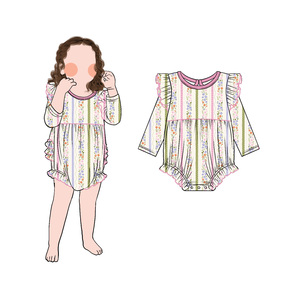 कारखाना कस्टम बेबी गर्ल तीन तिमाही आस्तीन शॉर्ट्स रोपर रोफले डिजाइन बुलबुला लंबी आस्तीन नीचे स्नैप - Product Image 6