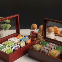 Boîte à thé en bois carrée multi-usages de haute qualité recyclable avec compartiments