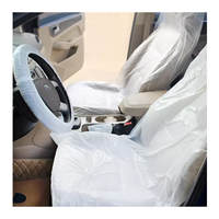Housse de siège de voiture jetable en plastique transparent blanc de haute qualité avec logo personnalisé du fabricant housse de volant 5 en 1