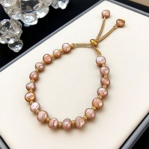 สร้อยข้อมือมุกน้ำจืด สีชมพูแชมเปญ รูปทรงหยดน้ำ สำหรับทุกเพศ ใส่ได้ทุกวัน - Product Image 2
