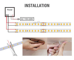 ไฟ LED แถบ SMD2835 ความสว่างสูง 200LM/W 144leds/m ประสิทธิภาพสูง DC24V 8 มม. CRI90 IP65 กันน้ำ แสงนุ่มนวล ตกแต่งบ้านสไตล์โมเดิร์น - Product Image 5