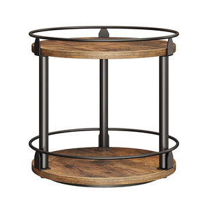 A wood and iron combined storage <b>rack</b>, double-layered and <b>rotatable</b>, suitable for kitchen countertops and <b>spice</b> <b>racks</b>; - Product Image 5