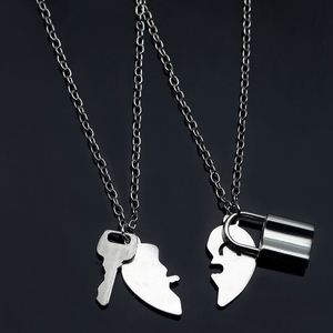 2PCS <b>Matching</b> Couple <b>Necklace</b> Lovers Key Lock Pendent <b>Necklace</b> for Men Women Creative Couple Jewelry <b>Necklace</b> Set - Product Image 2