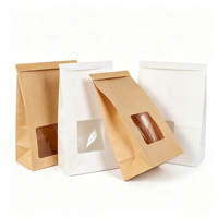 Sacs d'emballage en papier kraft en gros avec fenêtre transparente et fermeture à lien métallique pour pain, biscuits, pâtisseries, café et aliments