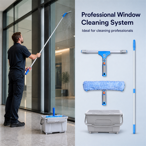 Kit de Cepillos para Limpiar Vidrios de Ventanas Extensible 180° ° Limpiacristales Giratorio con Cabezal Rotatorio, Herramientas Comerciales de Plástico para Limpieza de Ventanas - Product Image 1