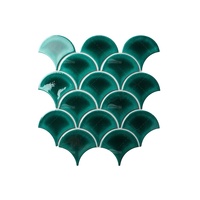 Mosaïque Murale Céramique Porcelaine Écaille de Poisson Motif Craquelé Glacé Émaillé Vert Aqua Turquoise pour Piscine